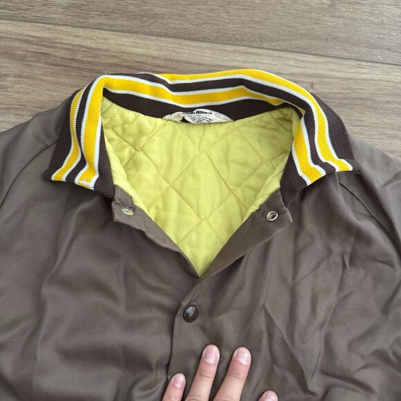 Vintage Don Alleson Blank Brown Yellow Bomber Jacket 80s - Picture 9 of 12